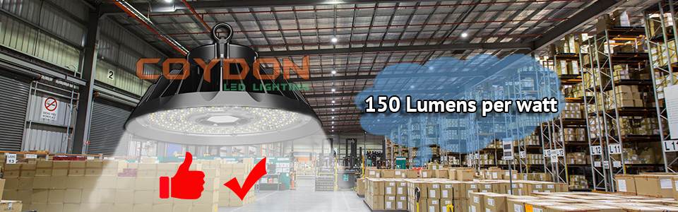Oprawa UFO LED high bay o skuteczności 150 lumenów na wat