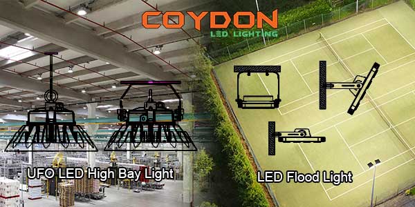 ufo led high bay light installation and led flood light installation