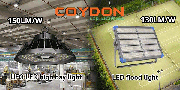 Plafoniera LED Industriale UFO 150 lumen per watt e Faretto LED Esterni 130 lumen per watt